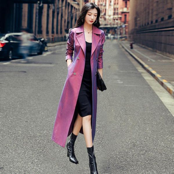 

women's trench coats purple coat female spring and autumn long windbreaker fashion upscale casual lining b582, Tan;black