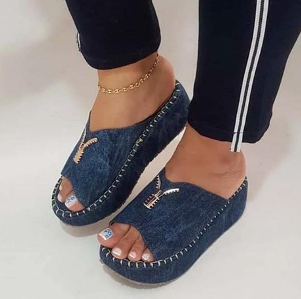 

sandals women leisure open toe high heel wedages canvas shoes fashion casual good quality sandalias de las mujeres heels, Black