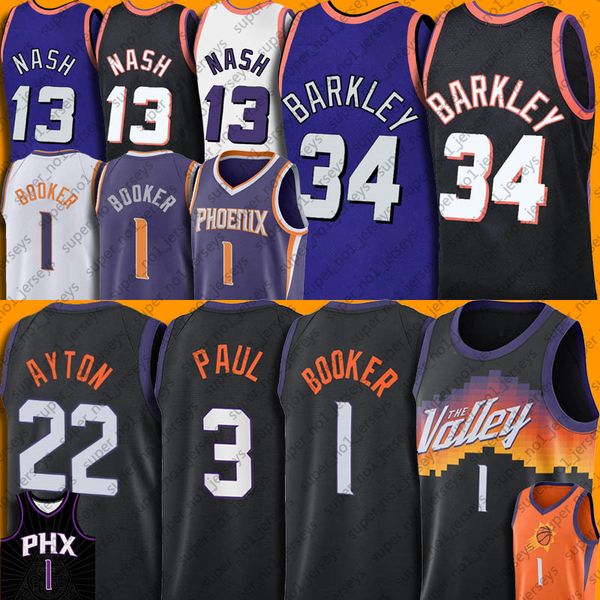 

devin 1 booker basketball jersey chris deandre paul ayton jerseys throwback steve charles nash barkley phoenixsunscityedition, Black;red