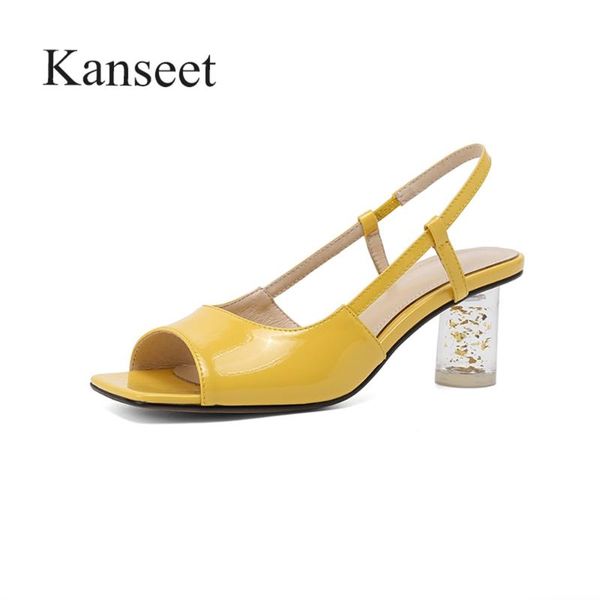

dress shoes kanseet yellow green 2021 women sandals concise design open-toed party crystal heels summer high, Black
