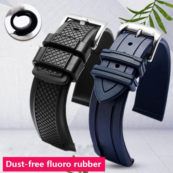 

watch bands waterproof fluororubber strap suitable for sea master 300 duluer leroque silicone band 19 20 21 22mm, Black;brown