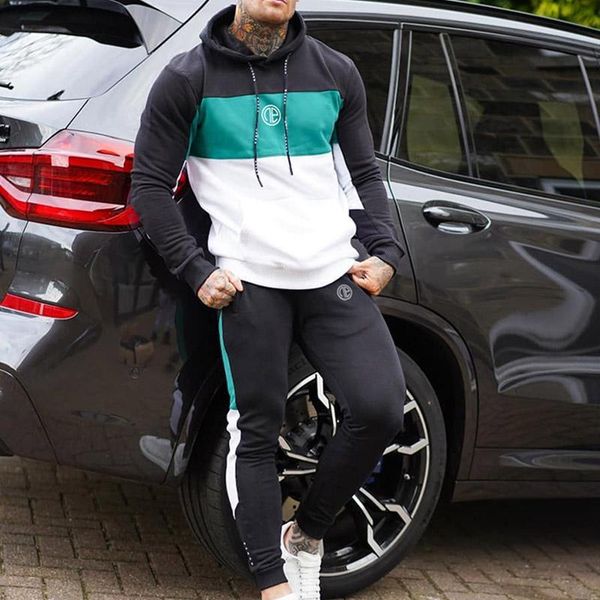 

jogging clothing mens tracksuits 2021 cotton casual hoodie set autumn male sweatshirt clothes for men tp20tz02, Black;red