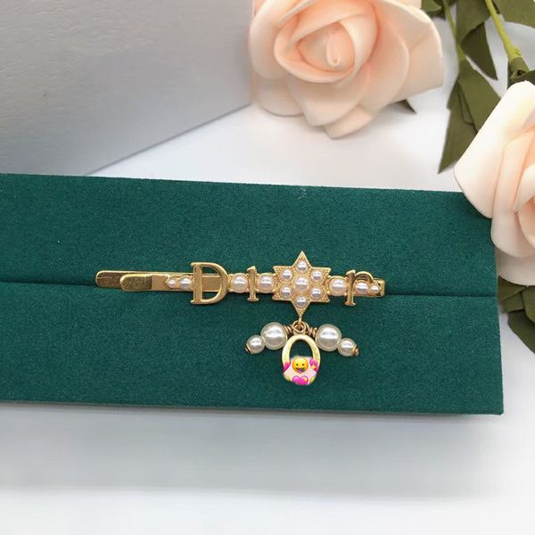 

bangles bracelet dijia letter pearl hairpin classic word clip personalized fashion versatile hair accessories gift, Black