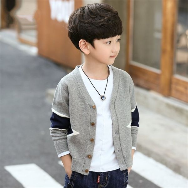 Herbst Jungen Strickpullover Kinder Geometrische Langarm Strickmäntel Teenager Jungen Oberbekleidung Strickjacken Kinderkleidung 4 8 12 14 Jahre 211106