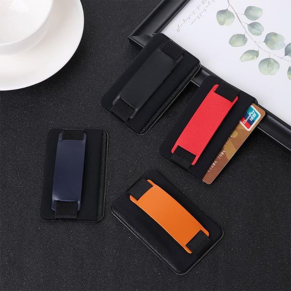 

card holders 1pc fashion holder case pouch universal cell phone wallet colorful elastic adhesive sticker back cover, Brown;gray