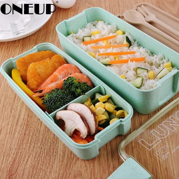 

dinnerware sets oneup eco-friendly 900ml lunch box wheat straw bento with tableware 3 layer storage container for picnic office school