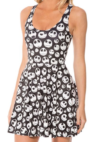 

star digital print lovely expression pleated dress skd1087, Black;gray