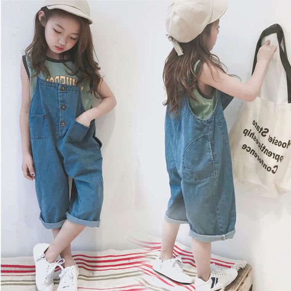 

children's summer new girls' korean version two side wear suspenders, Blue