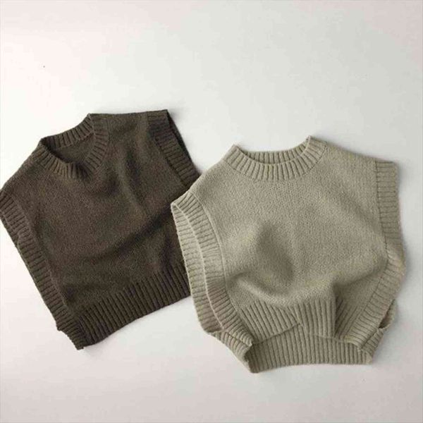 

spring baby boys girls knitted sweaters solid color children pullovers sleeveless toddlers kids sweater, Blue