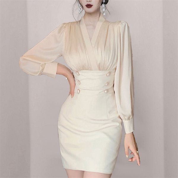 

arrival double breasted bodycon mini sheath dress women spring fall long/short sleeve v-neck high waist pencil 210602, Black;gray