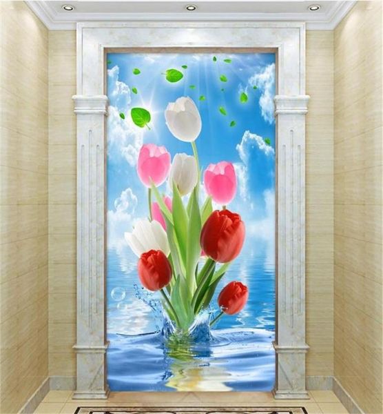 

wallpapers 3d wallpaper custom po living room mural tulips flower in water painting porch background for wall