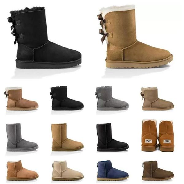 stivali da neve da donna uggs donna classico ginocchio caviglia pelliccia stivale da cowboy peloso nero grigio blu navy rosa scarpe da ragazza da donna