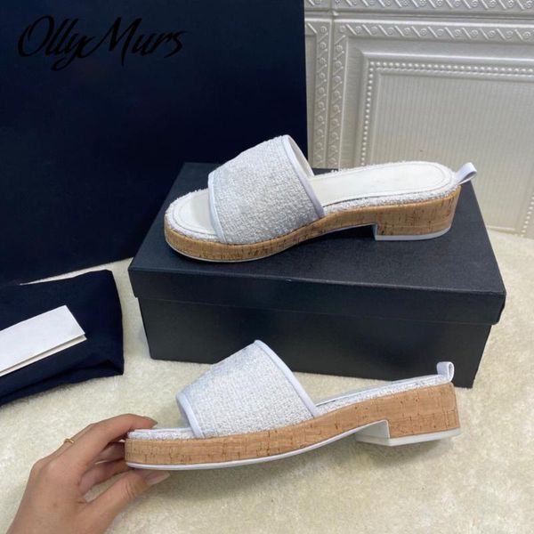

slippers ollymurs spring summer runway fashion platform slides mules shoes women zapatos mujer, Black