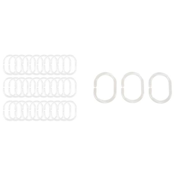 

hooks & rails -42 pcs plastic bathroom shower curtain rings-clear, 12 a 30 b