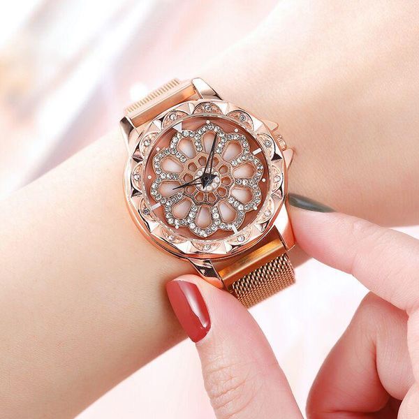 

wristwatches luxury luminous women watches starry sky magnetic female wristwatch waterproof rhinestone clock relogio feminino montre femme, Slivery;brown