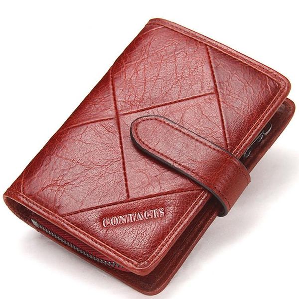 

wallets men's wallet stitching buckle leather casual zip coin purse, Red;black