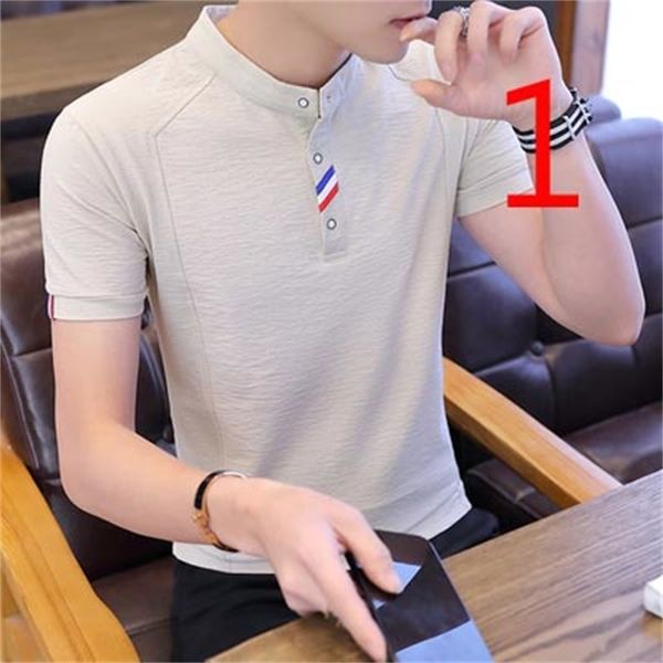 

2021 new short-sleeved t-shirt men's brand personality fashion summer wild ice silk material hollowing tide 9weo, White;black