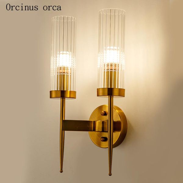 

wall lamp postmodern gold extravagant double head living room corridor bedroom bedside nordic creative glass