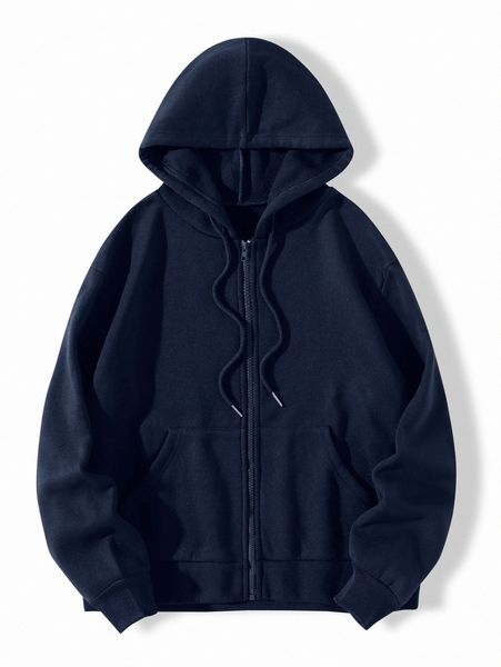 

solid zip up drawstring hoodie o4xp#, White;black