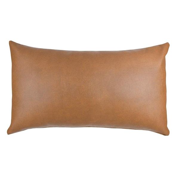 

pillow case decorative lumbar throw cover only for couch,sofa,or bed modern quality design 100% faux leather milo lumbar(12 inchx20 i