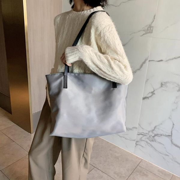 

popular simple female daily bag fashion big capacity shoulder bag nylon handbag female solid color shopping tote