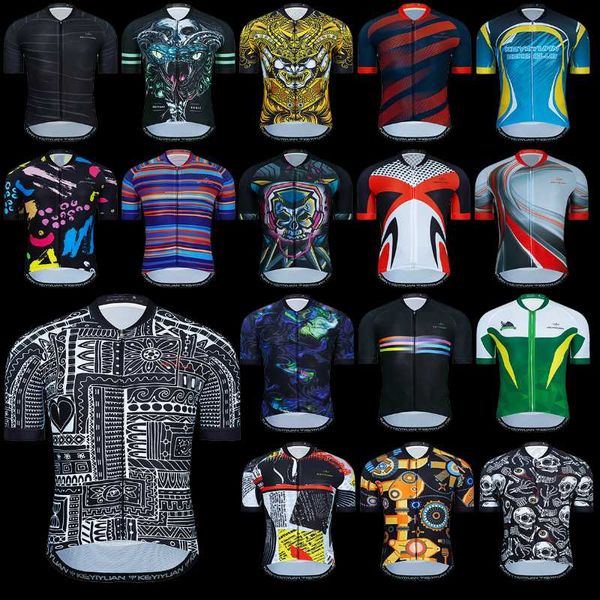 

racing jackets keyiyuan men's short sleeve cycling shirt summer road bicycle breathable mountain bike jersey conjunto ciclismo masculi, Black;red