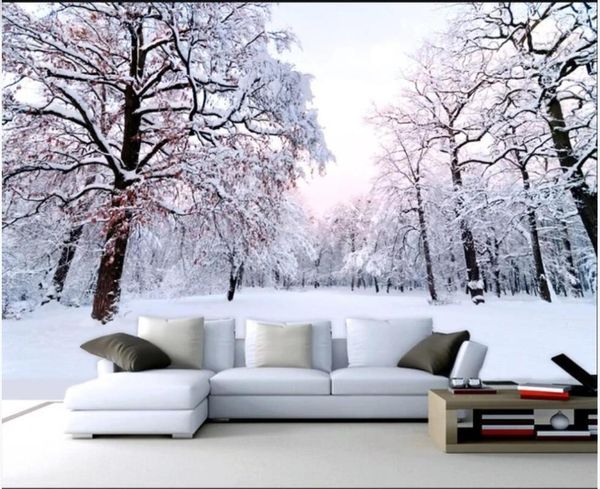 

wallpapers custom mural on the wall 3d po wallpaper hd winter forest snow scene living room for 3 d home decorin rolls