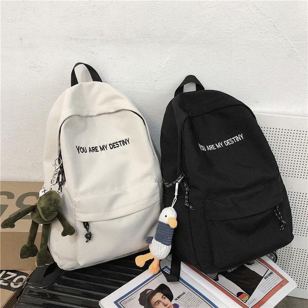 

backpack 2021 women couple lady korean all-match fashion canvas black red student bag