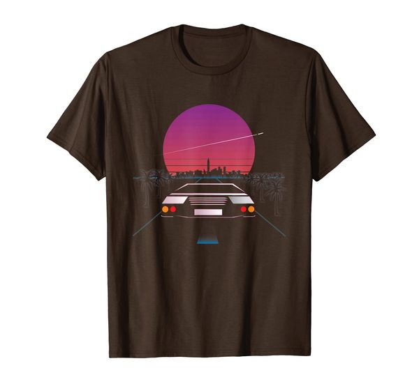 

sports car retrowave synthwave outrun aesthetic t-shirt, White;black