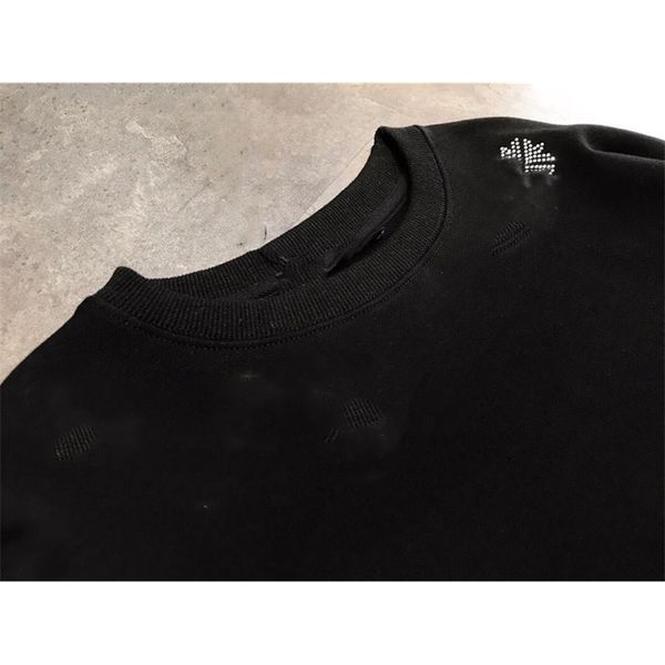 

21 autumn new style men's and women's same ke jia drill back cross sanskrit casual round neck sweater, Black
