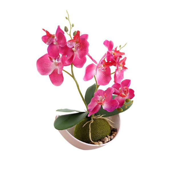 

decorative flowers & wreaths artificial fake phalaenopsis silk flower butterfly orchid bouquet party decor wedding home decoration with pan