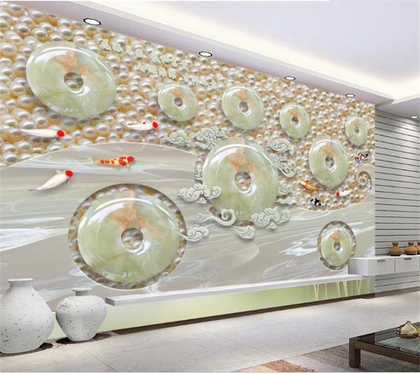 

custom 3d p wallpaper living room mural jade carvings of pearls p background wall non-woven wallpaper for wall 3d
