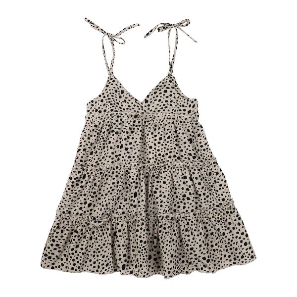 Citgeett Verão Criança Bebê Meninas Casuais Vestido Sem Mangas Leopardo Imprimir Strap V-Pescoço Uma peça de roupa Q0716