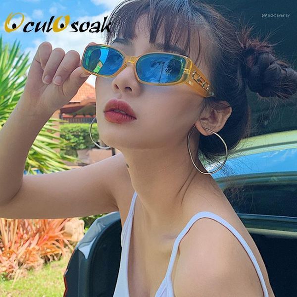 

sunglasses trendy small orange rectangular women 2021 90s retro lady tiny square rectangle red sun glasses shades s001, White;black