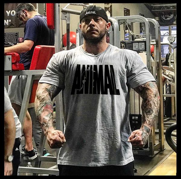 

animal print tracksuit t shirt muscle shirt trends fitness cotton brand clothes for men bodybuilding tee large xxl, White;black