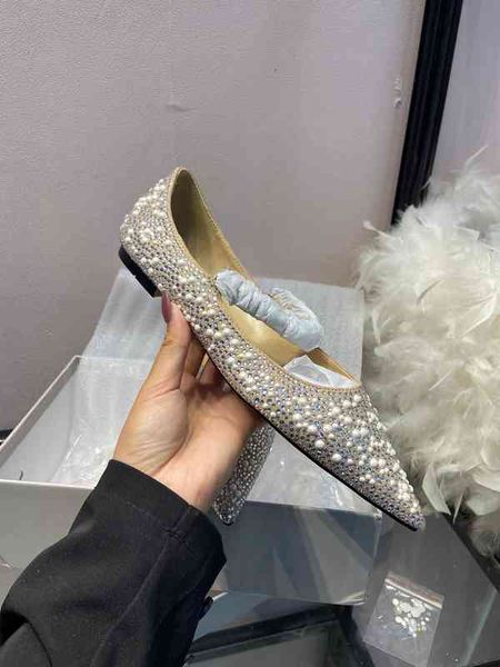 

wedding dress women shoes party birthday gift ,luxury designer womens pumps genuine leather bing sparkling ballet baily pearl pump flat/high, Black