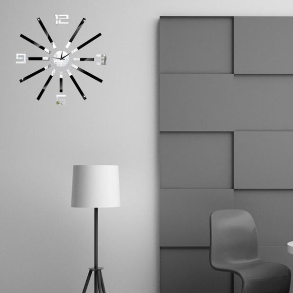 

wall clocks diy acrylic mirror clock big watch modern living room home decoration(without battery)