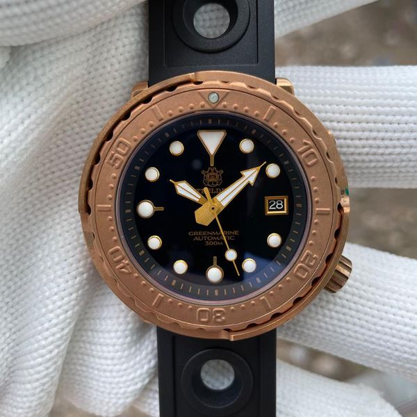 

wristwatches sd1975s watch 2021 steeldive cusn8 bronze dive nh35 automatic 30atm ceramic bezel mens, Slivery;brown