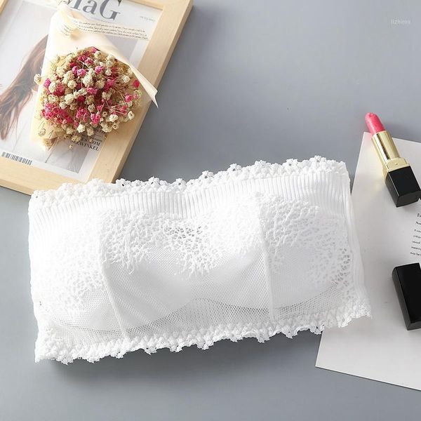 

women strapless bra lace tube bandage seamless padded underwear female breathable lingerie itimates bralette fashion bustiers & cor, Black;white