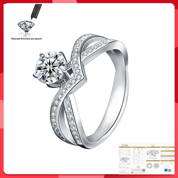 

cluster rings 925 silver 1ct d color moissanite vvs engagement wedding diamond ring with national for women, Golden;silver
