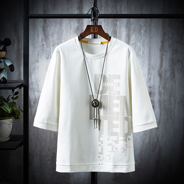 

2021 new letter t-shirt print cotton summer short neck male shirt tw39, White;black