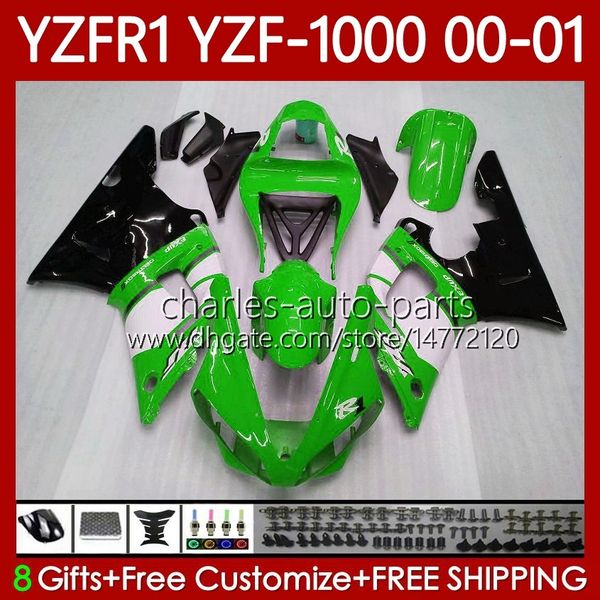 Bodys de Motocicleta para Yamaha YZF-R1 YZF-1000 YZF R1 1000 CC 00-03 Bodywork 83NO.52 YZF R1 1000CC YZFR1 00 01 02 03 YZF1000 2000 2001 2003 2003 OEM Fairing Kit Green