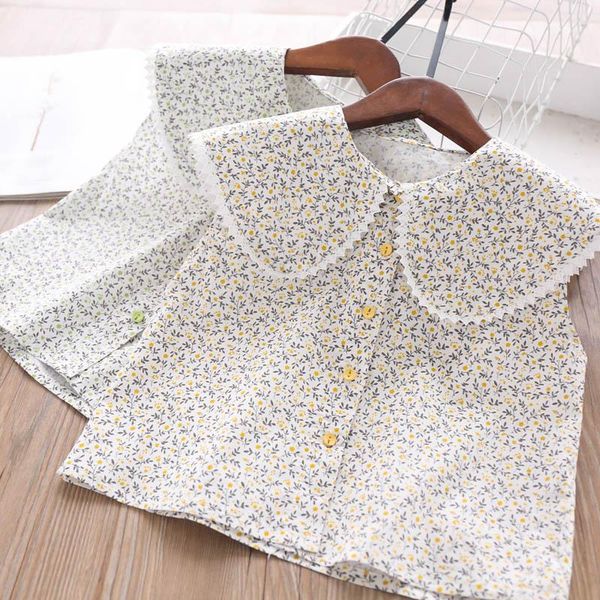 

2021 summer girls lace collar blouse wholesale children's clothing, White;black