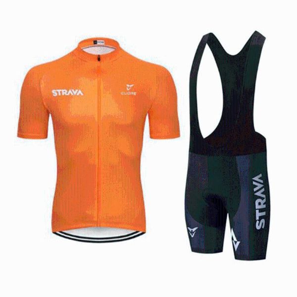 

2021 strava men summer cycling jersey set bicycle clothing breathable short sleeve shirt pro team bike bib shorts 20d gel pad, Black;blue