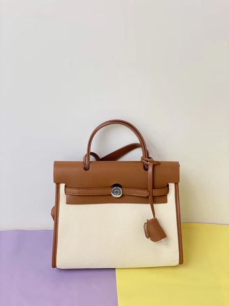 

new canvas stitching leather casual hand-held shoulder bag