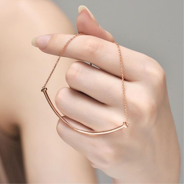 

pendant necklaces titanium steel smile necklace women's simple style clavicle chain versatile trend choker birthday gift for femal jewe, Silver