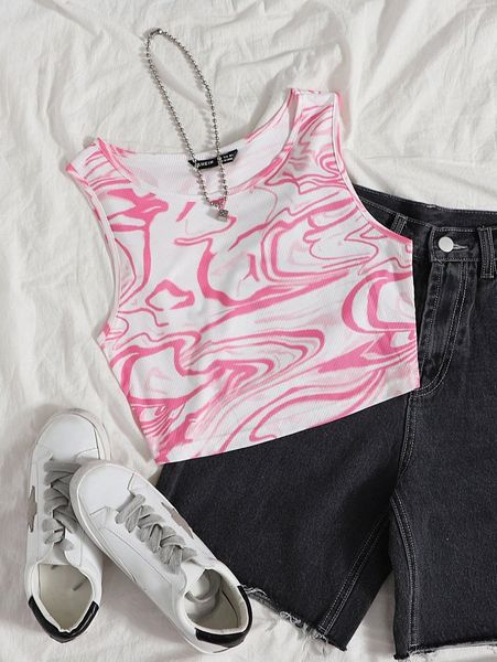 

marbled rib-knit tank l8id#, White