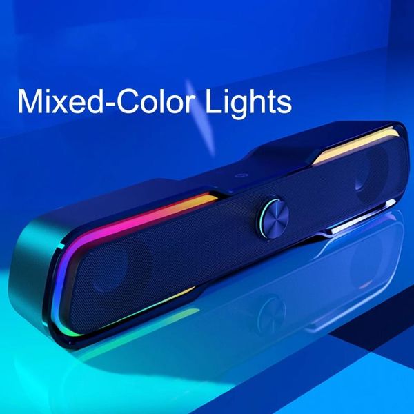 

usb wired speaker soundbar rgb light 3dstereo bass subwoofer audio aux surround box for pc computer speakers tv desklaptop