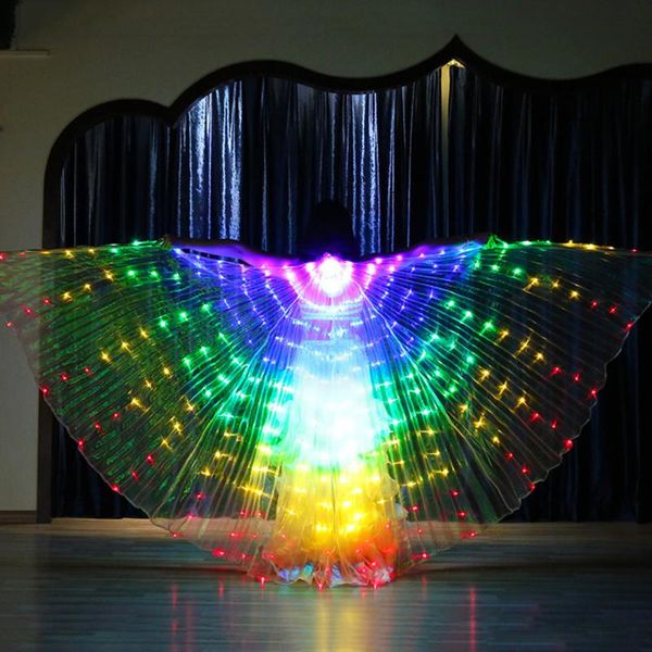 

party decoration women belly dance accessories led wings with adjustable sticks stage performance props shining open 360 degrees