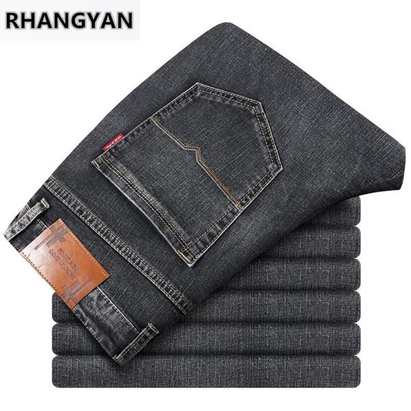 

men's jeans 2021 stretch classic brand business casual loose denim trousers smoky gray plus size pants 40 42 44 46, Blue